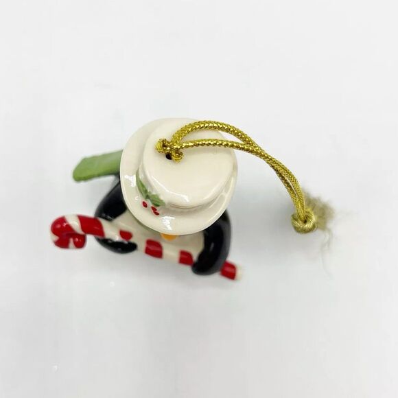 Lenox Very Merry Holiday Porcelain Christmas Penguin Ornament Candy Cane 3.75" - Picture 2 of 8